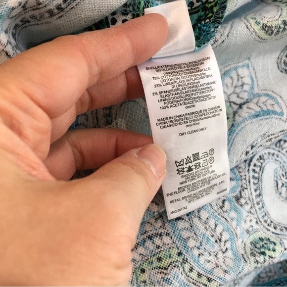 346 Brooks Brothers Paisley Green A Line Dress Sleeveless Lined Womens Size 8 - Picture 5 of 7